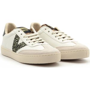 Victoria, Schoenen, Dames, Veelkleurig, 38 EU, Leer, Gevlekte leren sneakers met glitterdetail