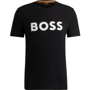 Hugo Boss, Tops, Heren, Zwart, S, Katoen, Heren T-shirt met korte mouwen