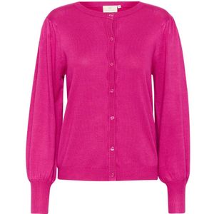 Kaffe, Truien, Dames, Roze, S, Nylon, Festival Fuchsia Cardigan met Pofmouwen