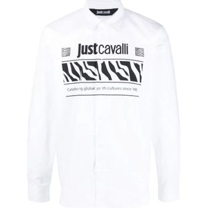 Just Cavalli, Wit Overhemd Wit, Heren, Maat:S