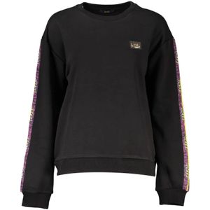 Cavalli Class, Sweatshirts & Hoodies, Dames, Zwart, S, Katoen, Chique versierde sweatshirt met lange mouwen