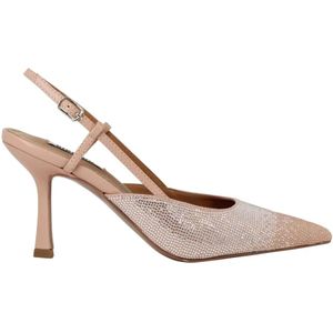 Bibi Lou, Schoenen, Dames, Beige, 37 EU, Leer, Slingback Pumps van eco-leer met strass