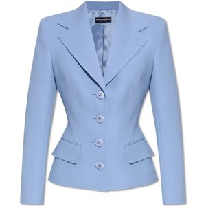 Dolce & Gabbana, Jassen, Dames, Blauw, S, Wol, Wollen blazer