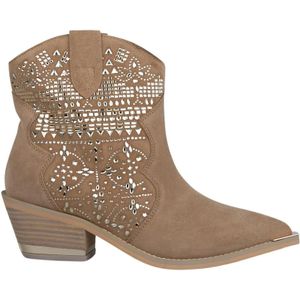 Alma EN Pena, Schoenen, Dames, Bruin, 36 EU, Leer, Leren enkellaarsjes met strass details