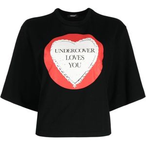 Undercover, Tops, Dames, Zwart, M, Katoen, Zwart Grafisch Print T-shirt