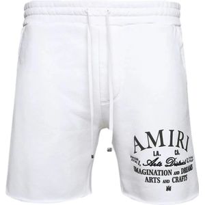Amiri, Korte broeken, Heren, Wit, M, Katoen, Witte katoenen shorts met elastische taille en Arts District-print