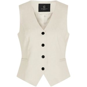 Bruuns Bazaar, Jassen, Dames, Beige, M, Polyester, Beige Vest Blazer Women Pinbbbielle