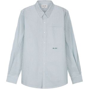 Olaf Hussein, Overhemden, Heren, Groen, S, Oxford stripe blouses lichtgroen