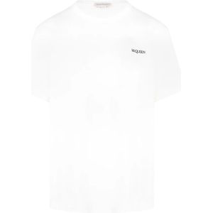 Alexander McQueen, Tops, Heren, Wit, M, Logo T-Shirt in Mid Weight Jersey