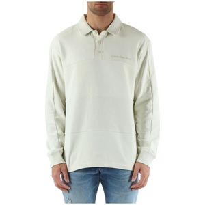 Calvin Klein Jeans, Tops, Heren, Groen, S, Katoen, Rugby Style Cotton Sweatshirt