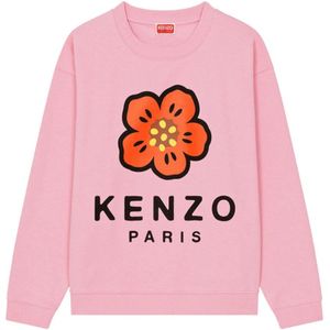 Kenzo, Sweatshirts & Hoodies, Dames, Roze, L, Katoen, Sweatshirt met Lange Mouwen en Print op de Voorkant