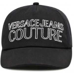 Versace Jeans Couture, Accessoires, unisex, Zwart, ONE Size, Katoen, Zwarte Unisex Pet met Geborduurd Logo