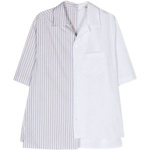 Lanvin, Multicolor Poplin Gepaneelde Overhemd Wit, Heren, Maat:L