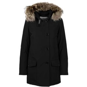 Woolrich, Nepbont en Schapenvacht Parka Zwart, Dames, Maat:XS