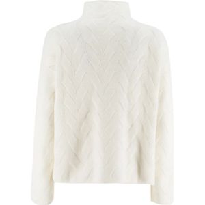 Le Tricot Perugia, Truien, Dames, Wit, L, Gezellig Gebreide Hoge Kraag Jumper