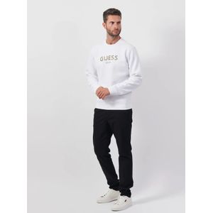 Guess, Sweatshirts & Hoodies, Heren, Wit, L, Katoen, Witte Crewneck Katoenen Trui