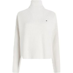 Tommy Hilfiger, Co Cardigan Stitch Funnel-Nk Coltrui Wit, Dames, Maat:S