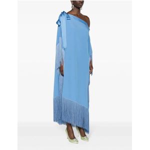 Taller Marmo, Kleedjes, Dames, Blauw, ONE Size, Fringed Kaftan