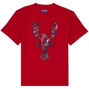 Vilebrequin, Tops, Heren, Rood, L, Katoen, Grafische Lobsters Oversized T-shirt Heren