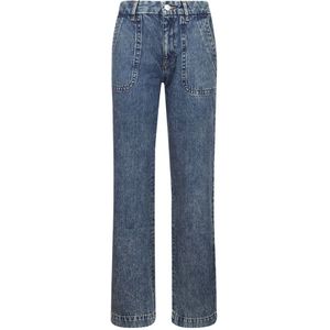 A.p.c., Wijde katoenen jeans met Amerikaanse zakken Blauw, Dames, Maat:W26
