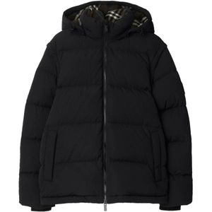 Burberry, Jassen, Heren, Zwart, L, Nylon, Stijlvolle Pufferjas voor Mannen