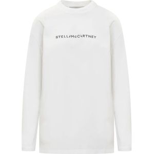 Stella McCartney, Tops, Dames, Wit, S, Logo Print Longsleeve T-shirt