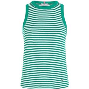 Tommy Hilfiger, Tops, Dames, Groen, L, Gestreepte Rib Tanktop voor Vrouwen