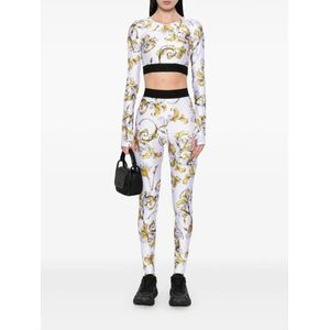 Versace Jeans Couture, Tops, Dames, Veelkleurig, XS, Barocco-print top met logo tailleband