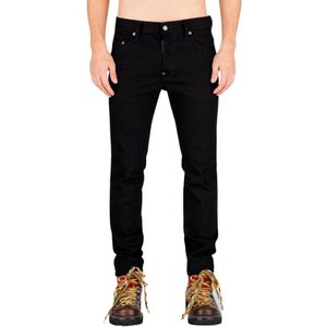 Dsquared2, Jeans, Heren, Zwart, M, Katoen, Zwarte Bull Skater Slim-fit Jeans