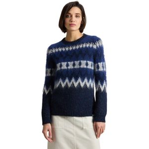 Woolrich, Truien, Dames, Blauw, M, Wol, Fair Isle Wollen Trui