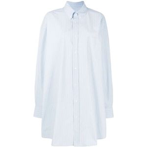Maison Margiela, Blouses & Shirts, Dames, Blauw, M, Gestreept knoop-down overhemd