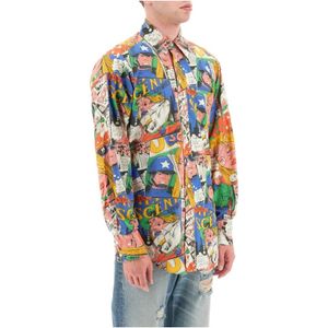 Erl, Katoenen Overhemd met Multicolor Stripprint Veelkleurig, Heren, Maat:S