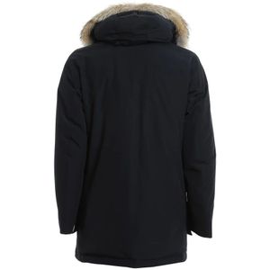 Woolrich, Mantels, Heren, Blauw, XL, Katoen, Zwarte Waterdichte Bont Parka Jas