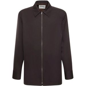 Jil Sander, Italiaanse Virgin Wool Shirt Bruin, Heren, Maat:L