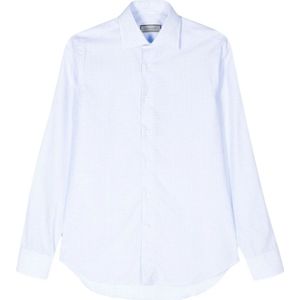Canali, Overhemden, Heren, Wit, 4Xl, Katoen, Lichtblauw Gingham Geruite Overhemd