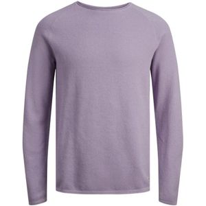 Jack & Jones, Paars Rose/Twist Gebreide Trui met Ronde Hals Paars, Heren, Maat:M