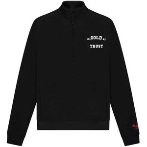 In Gold We Trust, Sweatshirts & Hoodies, Heren, Zwart, L, Slim Half Zip Sweater