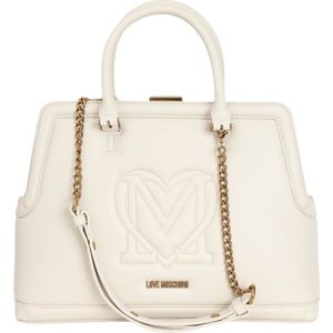 Love Moschino, Beige Logo Reliëf Dames Tas Beige, Dames, Maat:ONE Size