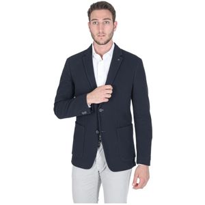 Calvin Klein, Blauwe Katoenen Blazer Blauw, Heren, Maat:XL