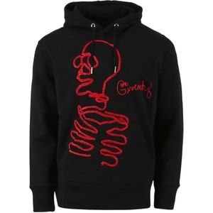 Givenchy, Sweatshirts & Hoodies, Heren, Zwart, M, Katoen, Zwarte Katoenen Sweatshirt met Geborduurd Skelet