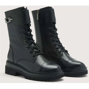 Coccinelle, Schoenen, Dames, Zwart, 40 EU, Leer, Zwarte Combat Boots met Ritssluiting