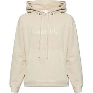 Nanushka, Sweatshirts & Hoodies, Heren, Beige, S, Katoen, Ever hoodie with logo