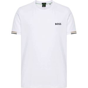 Hugo Boss, Gestreept Logo T-shirt Wit, Heren, Maat:XL