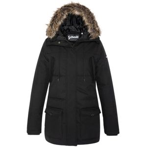 Schott Nyc, Jassen, Dames, Zwart, S, Leer, Parka met afneembare capuchon - Tons: Zwart