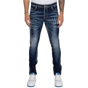 My Brand, Blauw en wit gewassen jeans Blauw, Heren, Maat:W30