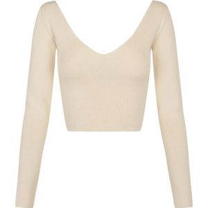 Cortana, Zijden V-hals Lange Mouw Crop Top Beige, Dames, Maat:L