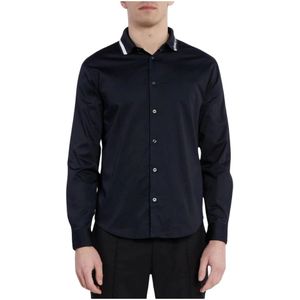 Armani Exchange, Blauwe Button-Up Shirt Blauw, Heren, Maat:L