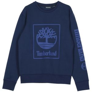 Timberland, Sweatshirts & Hoodies, Heren, Blauw, S, Seizoensboom Crewneck Sweatshirt
