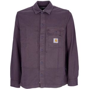 Carhartt Wip, Overhemden, Heren, Paars, M, Katoen, Artisjok Langemouw Overhemd Moraga Twill