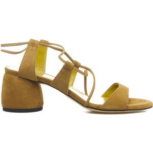 Giampaolo Viozzi, Italiaanse Leren Sandalen, Suède, 7 cm Hoogte Groen, Dames, Maat:37 EU